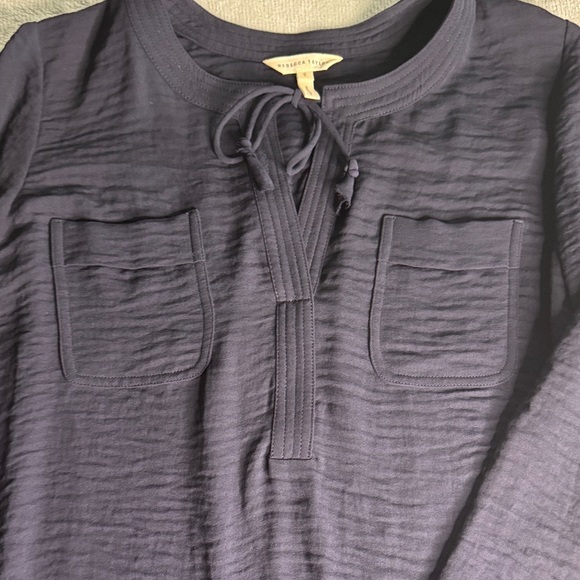 Rebecca Taylor Navy Blouse with Neck Tie - Picture 3 of 6